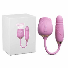 Load image into Gallery viewer, Pink Thrusting Rose Vibrator 10-Speeds
