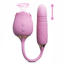 Load image into Gallery viewer, Pink Thrusting Rose Vibrator 10-Speeds
