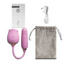 Load image into Gallery viewer, Pink Thrusting Rose Vibrator 10-Speeds
