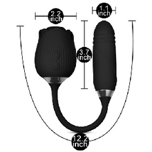 Load image into Gallery viewer, Black Thrusting Rose Vibrator 10-Speeds
